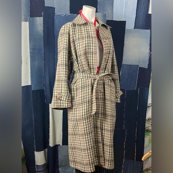Vintage Reversible Earth Tones Plaid w/Waist Tie Coat Size M - Picture 4 of 7